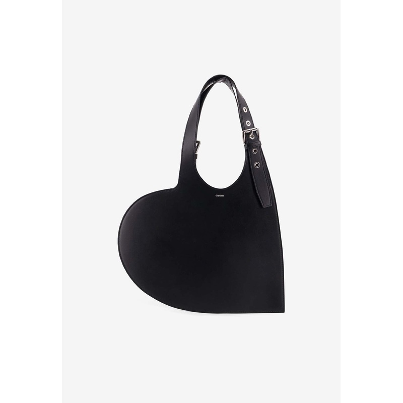 Belted Heart Leather Shoulder Bag