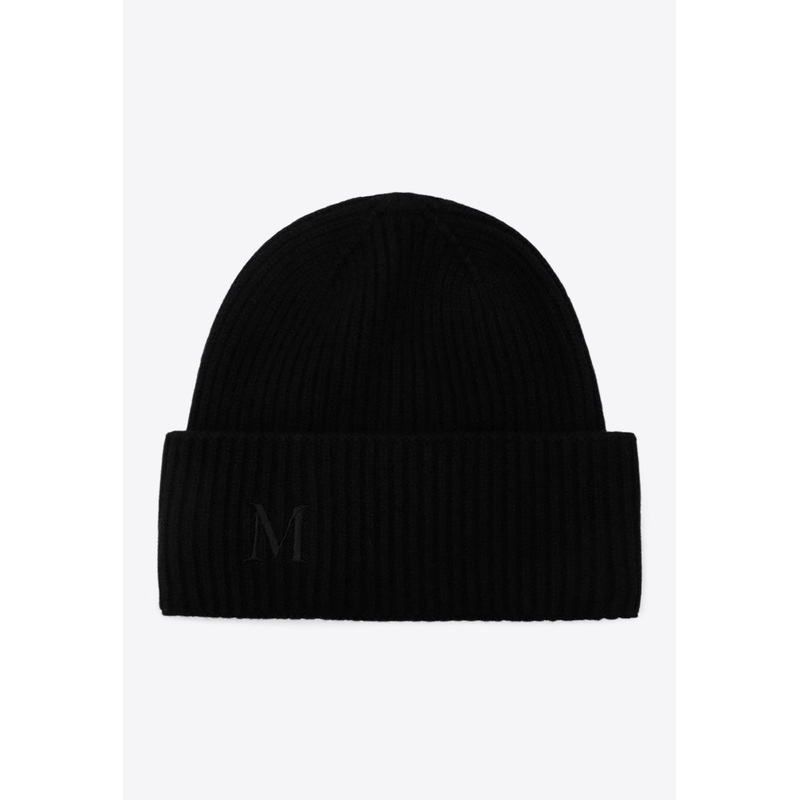 Embroidered M Cashmere Beanie