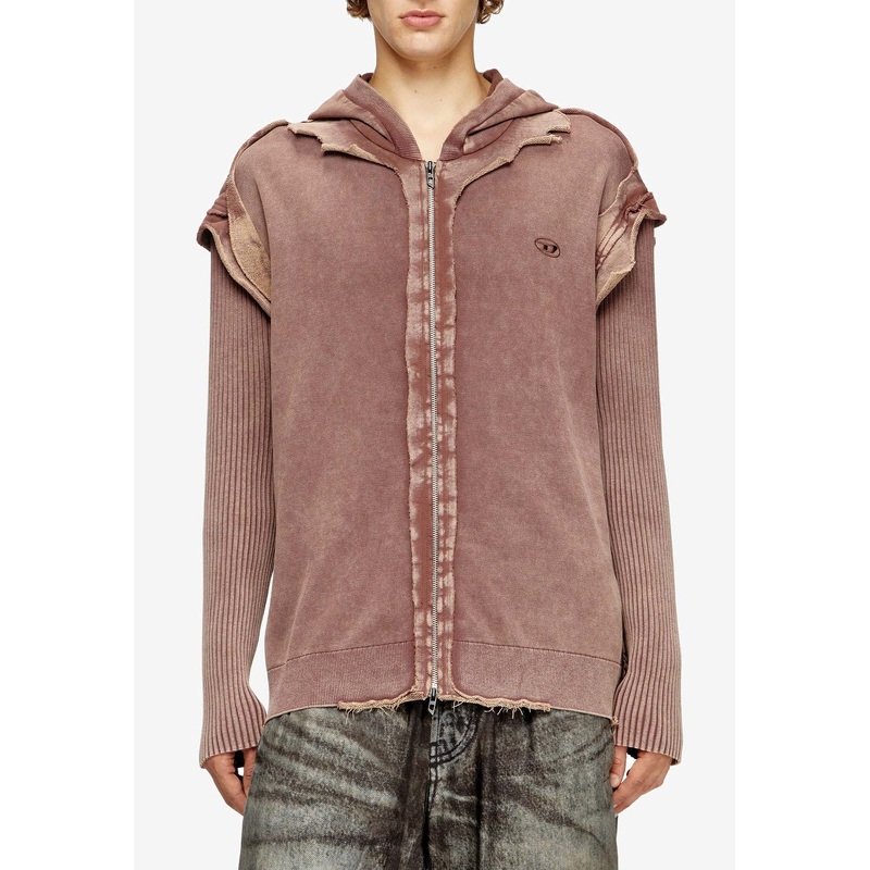 K-Pelto Distressed Zip-Up Hoodie