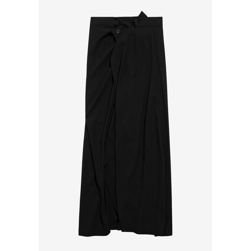 Knotted Crepe Maxi Skirt
