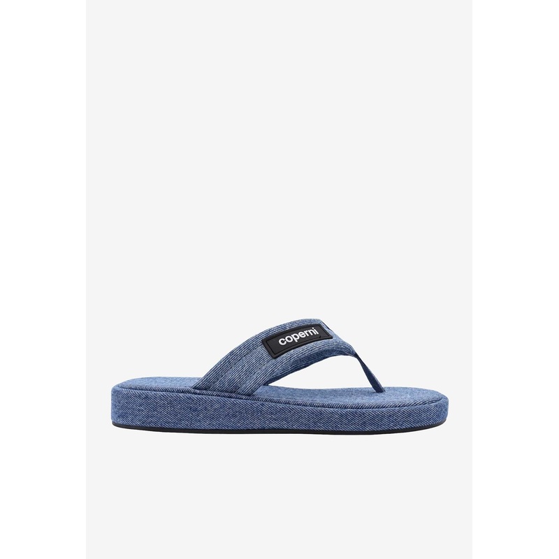 Logo Patch Denim Slippers