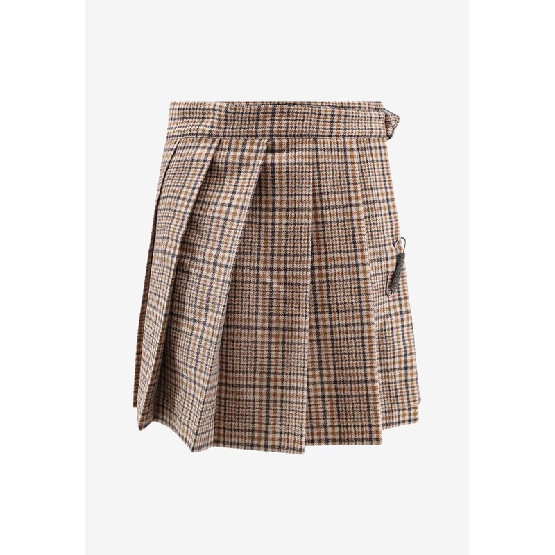 Madras Check Wool Mini Skirt