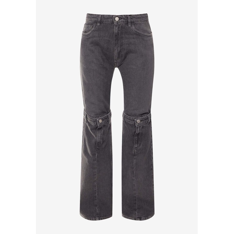 Open-Knee Faded Jeans