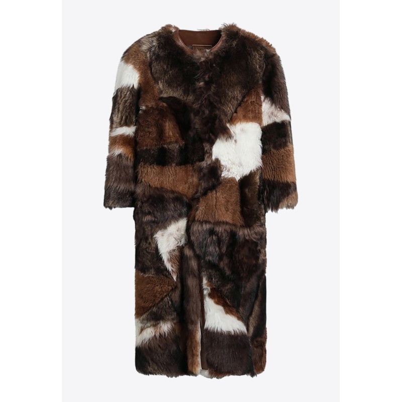 Patchwork Shearling Coat