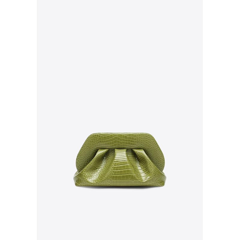 Tia Croc-Embossed Leather Clutch