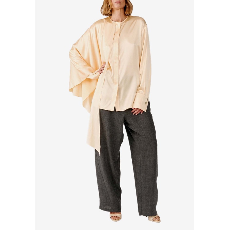 Airy Scarf Silk Draped Blouse