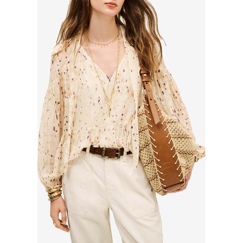 Kamala Printed V-neck Blouse