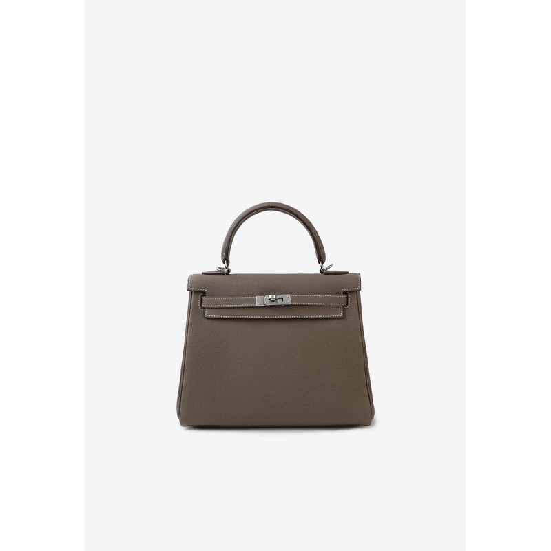 Kelly 25 in Etoupe Togo Leather with Palladium Hardware