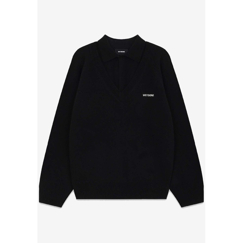 Layered Wool Polo Sweater