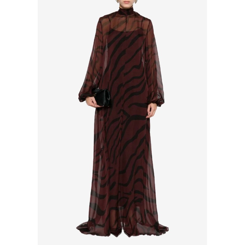 Parana Zebra Print Chiffon Maxi Kaftan Dress