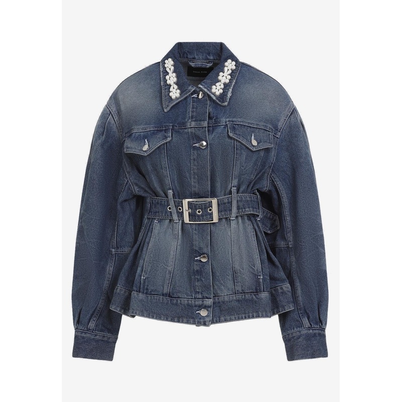 Sculpted Denim Belted Jacket