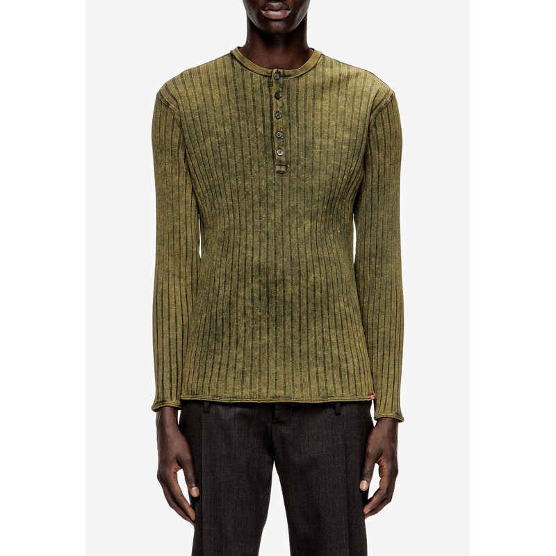 T-Ally Ribbed Knit Long-Sleeved T-shirt