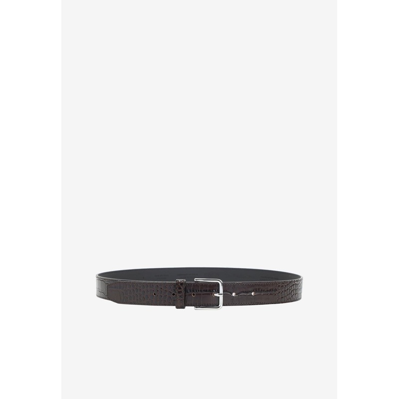 Toni Croc-Embossed Leather Belt