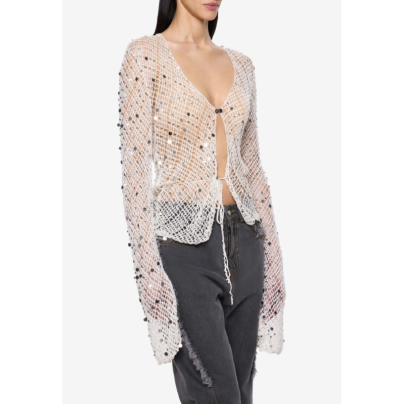 Vera Crochet Knit Sequined Top