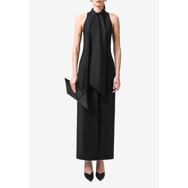 Vest Tie Wool-Blend Maxi Dress