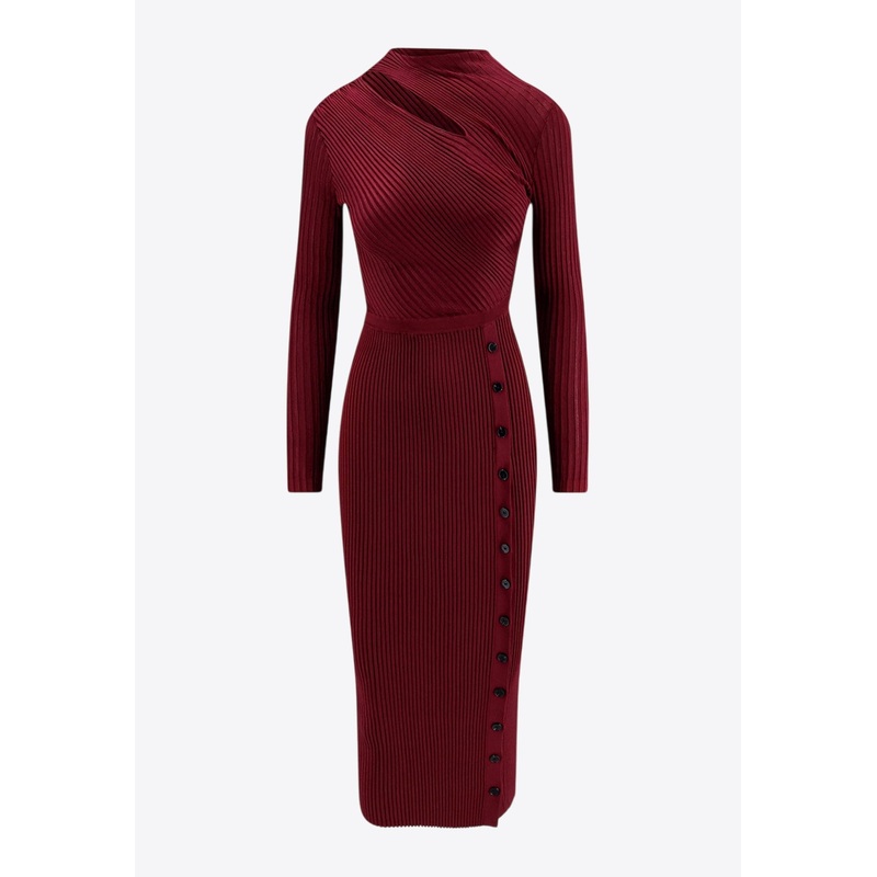 Viscose Long-Sleeved Midi Dress