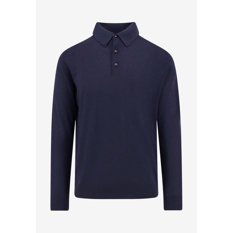 Wool Long-Sleeved Polo T-shirt