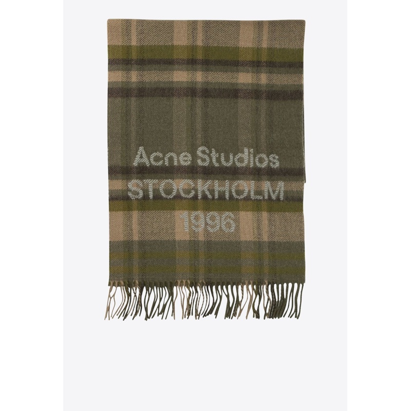 Checkered Fringed Scarf