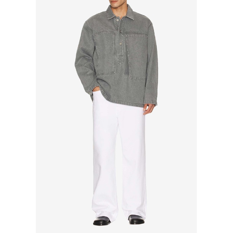 Long-Sleeved Denim Rugby Shirt