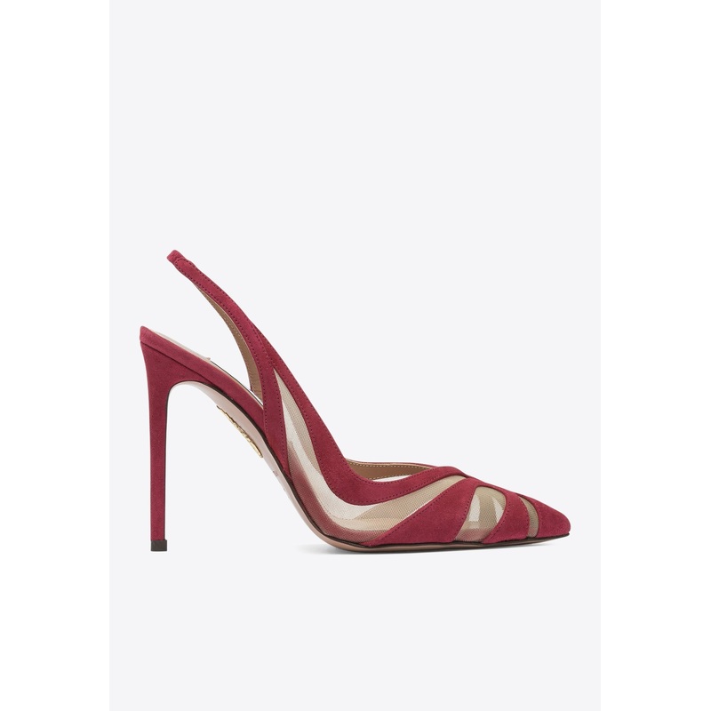 Lune 105 Suede and Mesh Slingback Pumps