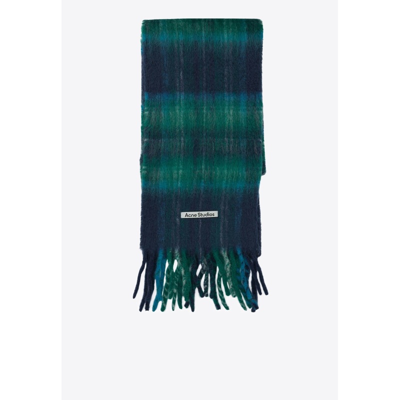 Plaid Check Fringed Scarf