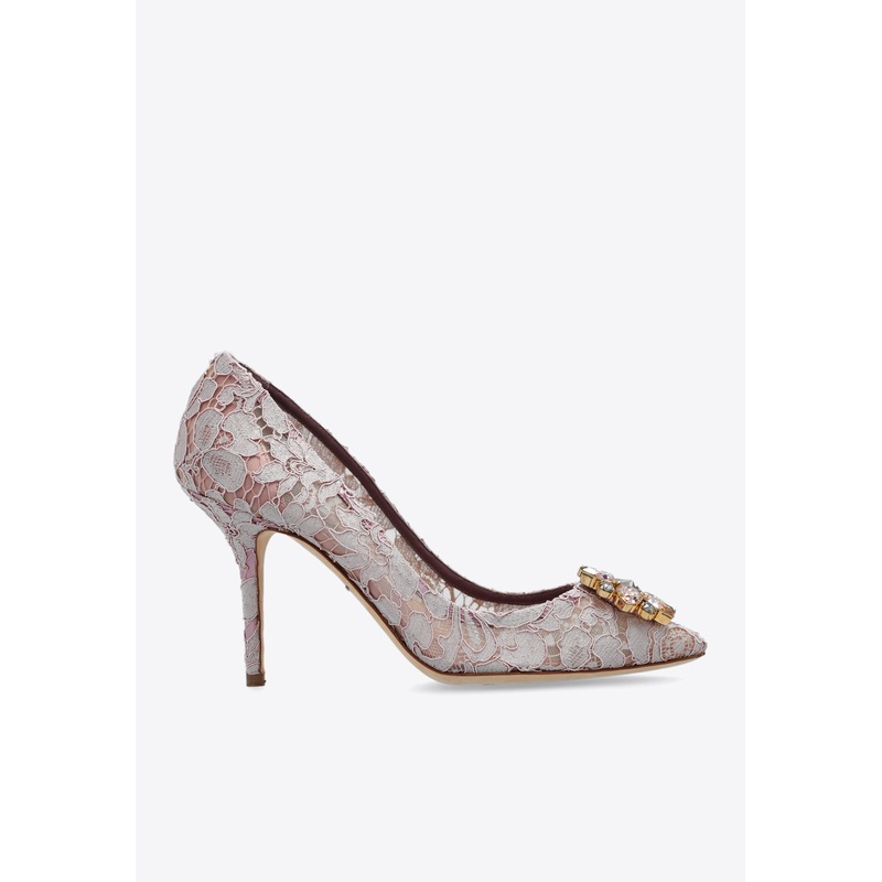 90 Crystal-Embellished Lace Rainbow Pumps