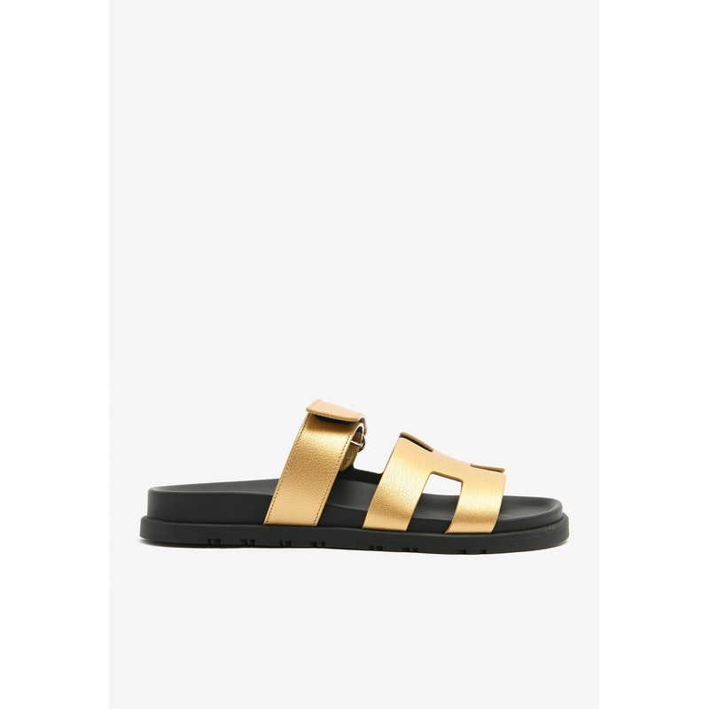 Chypre Sandals in Dore Metallic Grained Goatskin