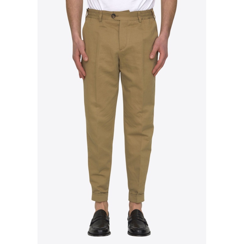 Cropped Linen-Blend Chino Pants
