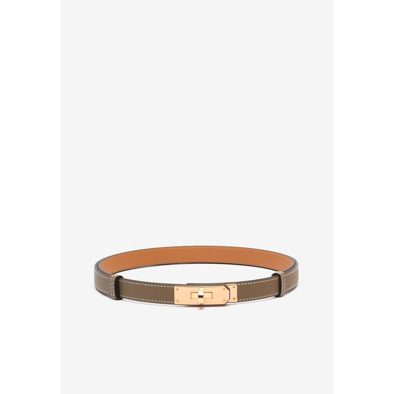 Kelly 18 Belt in Etoupe Epsom Leather with Rose Gold Buckle