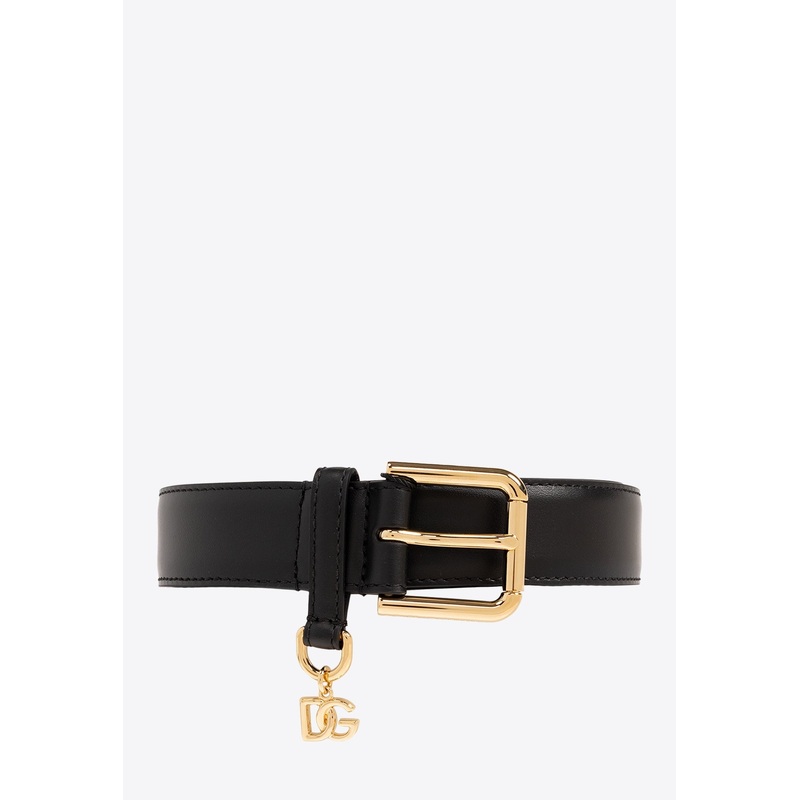 Logo-Charm Leather Belt