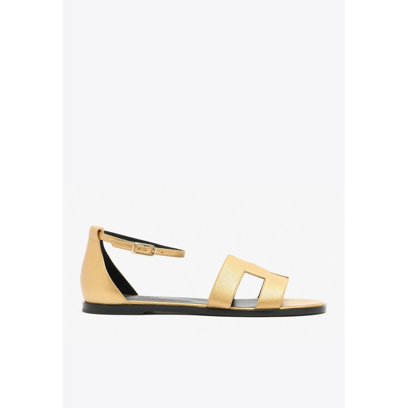 Santorini Sandals in Dore Metallic Grained Goatskin