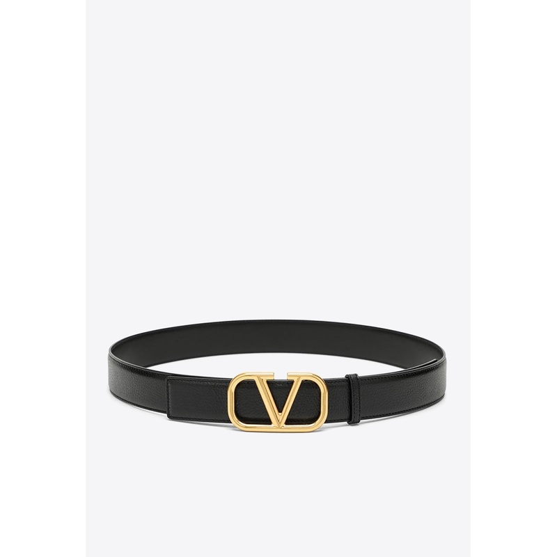 VLogo Buckle Leather Belt