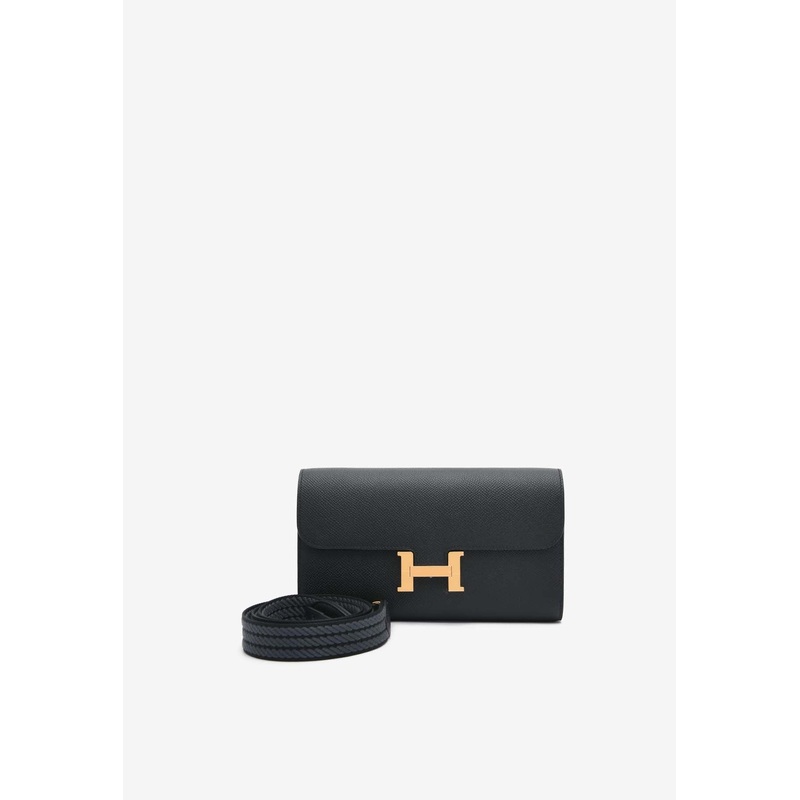 Constance To Go Wallet in Black Epsom Leather with Gold Hardware