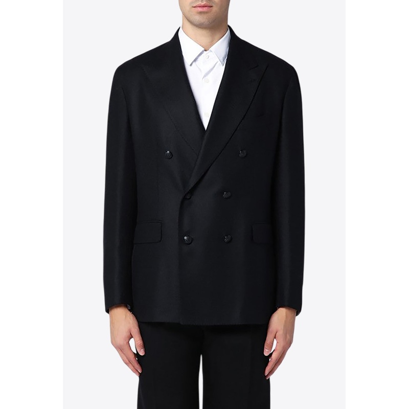 Double-Breasted Wool and Cashmere Blazer
