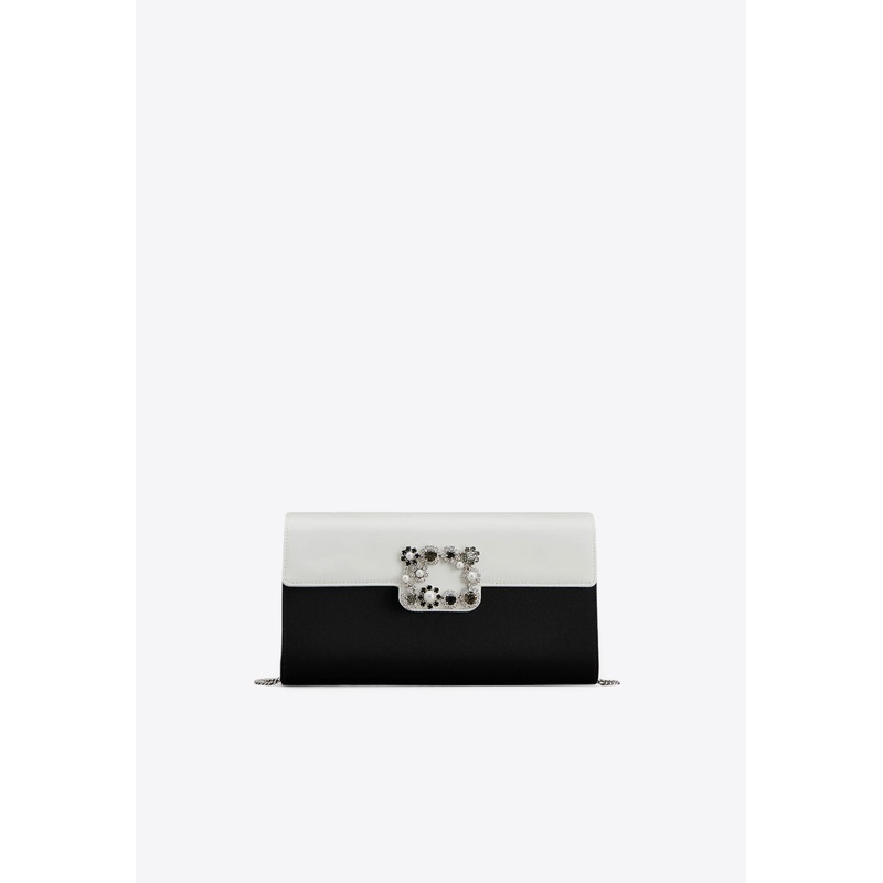 Efflorescence-Buckle Two Tone Clutch Bag