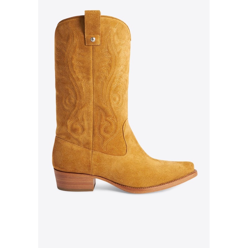 Mid-Calf Cowboy Suede Boots