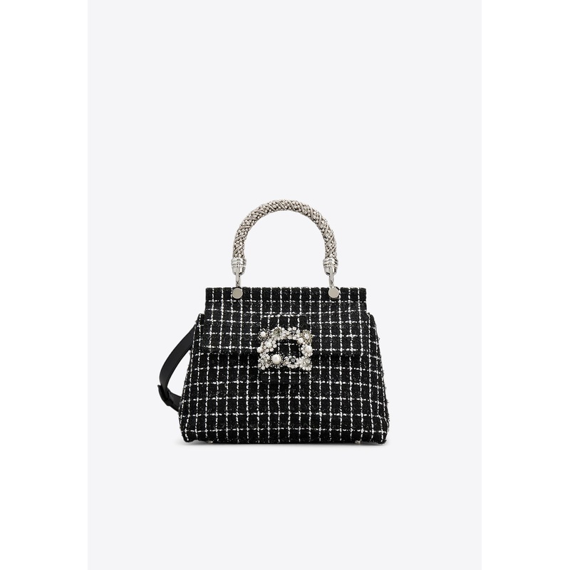 Mini Jewel Efflorescence-Buckle Checked Bag