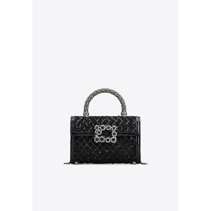Mini Jewel Efflorescence-Buckle Sequined Bag