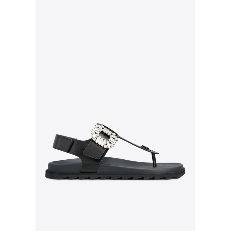 Slidy Viv' Crystal-Buckle Thong Sandals