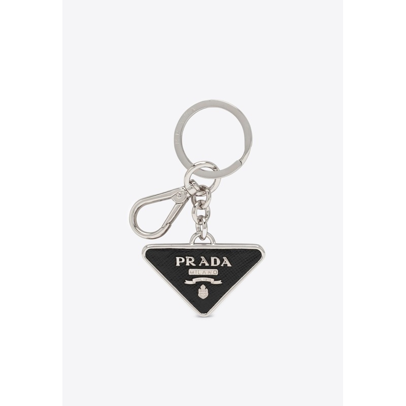 Triangle Logo Leather and Metal Key-Ring