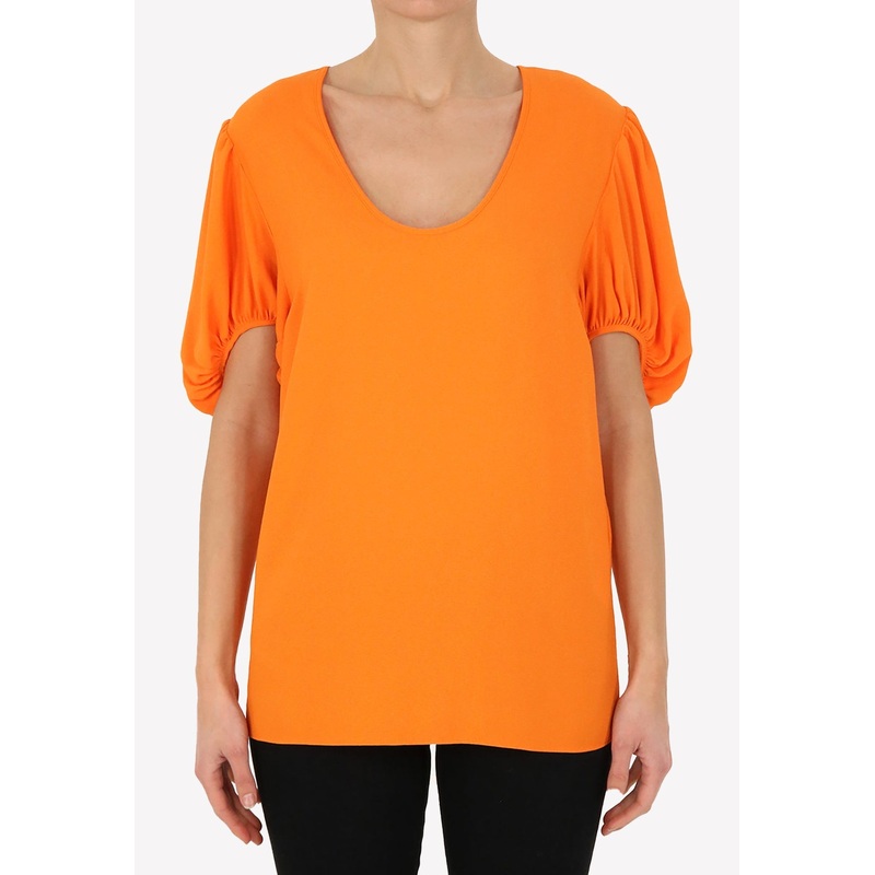 V-neck Puff Sleeves Top