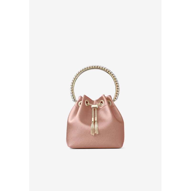 Bon Bon Crystal-Embellished Satin Bucket Bag