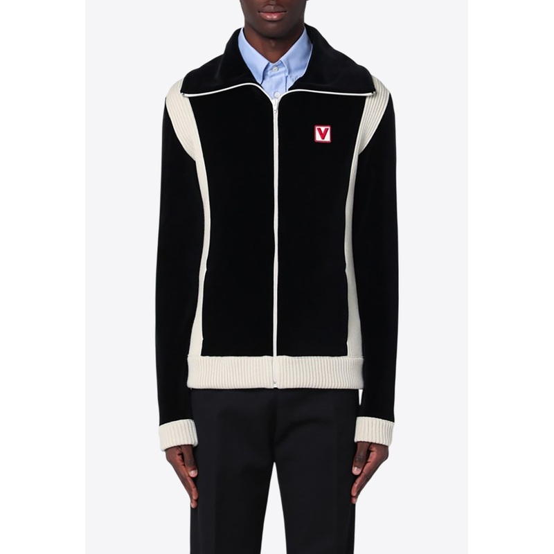 Chez Logo Patch Zip-Up Sweatshirt