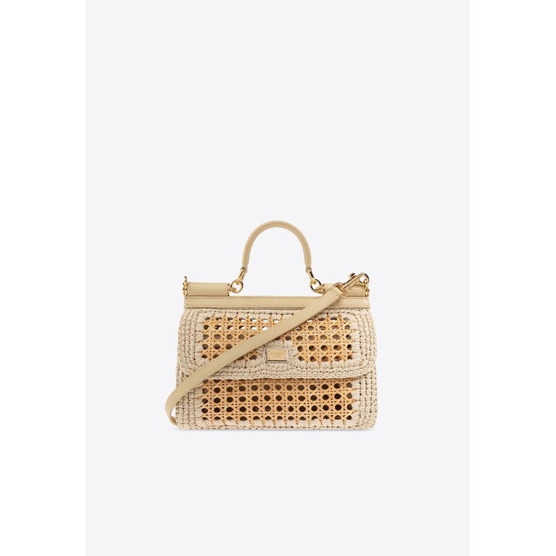 Elongated Sicily Woven Raffia Top Handle Bag