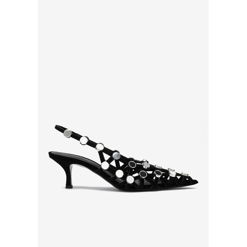 Grid 50 Crystal Embellished Slingback Pumps