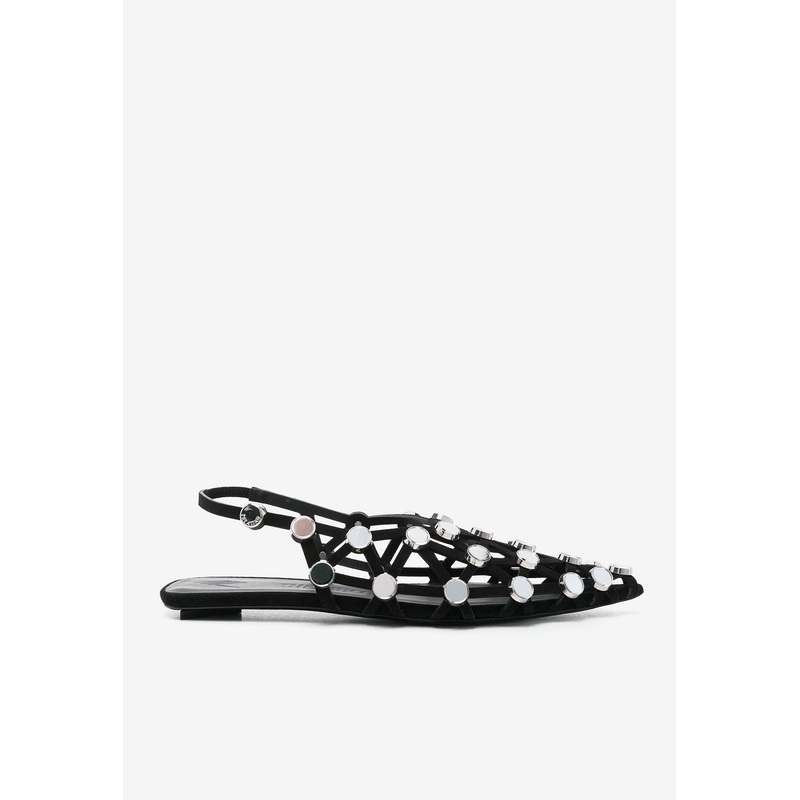 Grid Slingback Flats