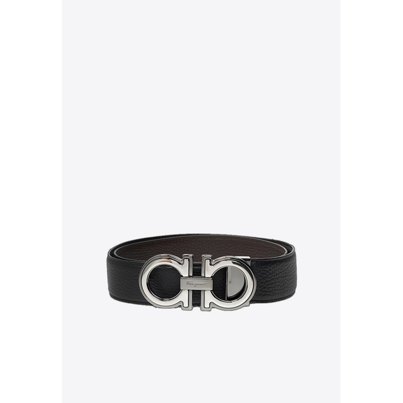 Reversible Embossed Gancini Leather Belt