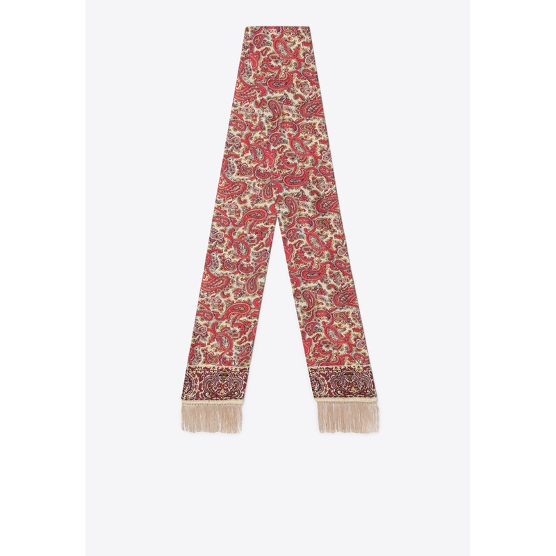 Silk Paisley Fringed Scarf
