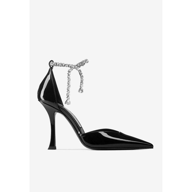 Stevie 100 Crystal-Embellished Pumps in Patent Leather