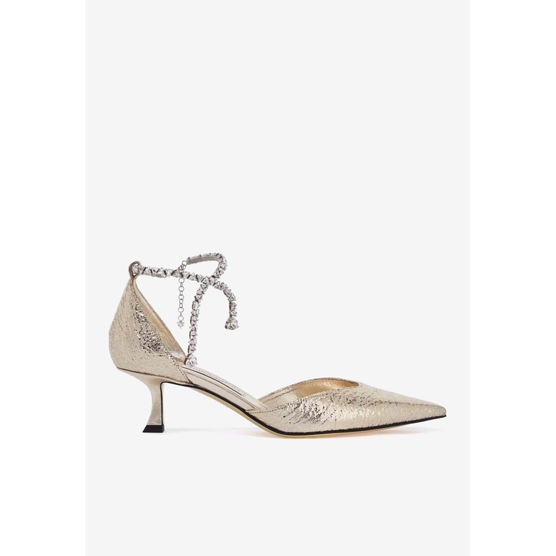 Stevie 50 Crystal-Embellished Metallic Pumps